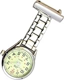 JAS Unisex Nurses Lapel Watch (Infection Control) Metal Linked - Silver with Luminous