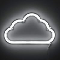 Amped & Co Cloud LED Neon Light, Wall Hanging Room Decor, White, 16 x 9.5 inches, 7ft Clear Cord with OnOff Switch, Home Decor LED Neon Signs for Unique Rooms