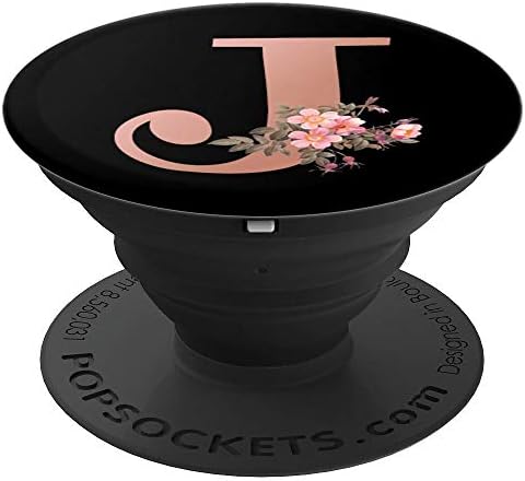Matte Rose Gold Letter J Floral Initial Monogram - PopSockets Grip and Stand for Phones and Tablets