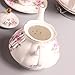 ufengke 9 Piece European Ceramic Tea Set, Bone China Tea Service Coffee Set with Metal Holder, for Wedding and Gift, Pink Camellia Painting
