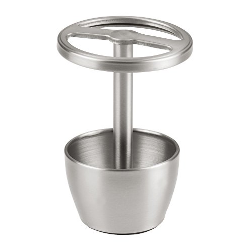 image for MetroDecor mDesign Stainless Steel Soap Dispenser Pump, Toothbrush Hol