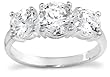 Sterling Silver 3-Stone Cubic Zirconia Ring