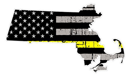 Massachusetts State (E22) Thin Yellow Line Dispatch Vinyl Decal Sticker Car/Truck Laptop/Netbook Window
