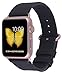 JSGJMY Compatible with Apple Watch Band Women Genuine Leather Replacement Strap for Iwatch Series 5 4 3 2 1 Sport Edition (Black/Rose Gold Aluminum, 42mm 44mm M/L)