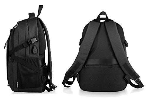 Artone Water Resistant 15.6" Anti-Theft Laptop Backpack Outdoor Sports Travel Daypack with Basketball Net and Usb Charging Port Black