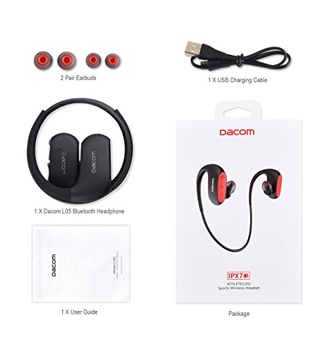 DACOM Bluetooth Headphones Wireless Sport Earphones for Running IPX7 Waterproof Earbuds, HD Stereo in Ear Headsets, 8 Hour Playtime CVC6.0 Smart Noise Cancelling Comfy for Gym Running Workout