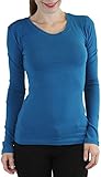 ToBeInStyle Women's Cotton-Blend Crew-Neck Staple Top with Long Sleeves
