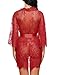 Avidlove Lingerie Kimono Women's Lace Kimono Robe Babydoll Lingerie Mesh Nightgown Dark Red M