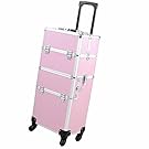 AW 2in1 4 Wheel Pro Aluminum Rolling Makeup Cosmetic Train Case 38" Lockable Wheeled Box