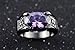 Huanhuan Men's Oval Cut Purple Amethyst Topaz CZ Black Gold Plated Gift Rings Size 8 to 13