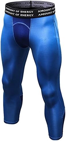Sanke Mens 3/4 Compression Tights Running Football Leggings Athletic Workout Capris Pants Sports Yoga Gym Base Layer
