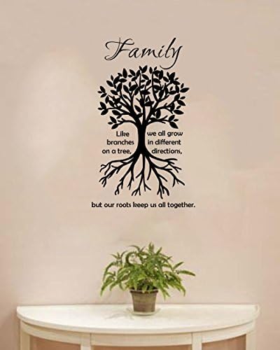 Family Like Branches on a Tree, We All Grow in Different Direction, but Our Roots Keep Us All Together- Wall Decal (13" X 22")