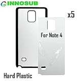 5 x Samsung Galaxy Note 4-Plastic-black - blank dye case + inserts for dye Sublimation phone cover / blank Printable case, Made by INNOSUB™ USA