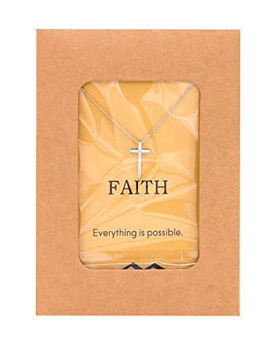 Zealmer Silver Cross Necklace Religious Crucifix Pendant Necklace with Faith Reminder Card