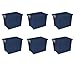 Sterilite 16867406 18 Gallon/68 Liter Ultra Tote, True Blue Lid & Base w/ Titanium Latches, 6-Pack