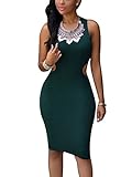Cfanny Women's Cut Out Back Bodycon Dress Clubwear,Green,Small