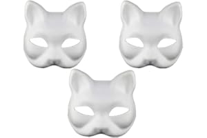 Cat Mask DIY White Paper Mask Blank, Hand Painted Face Mask for Halloween, Masquerade Costume, Cosplay Accessory
