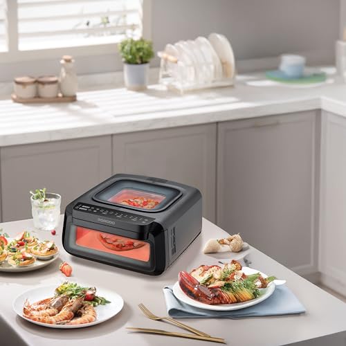 Porodo 3-in-1 Oven, Air Fryer Pizza Maker, Family Size Fryer, 2100w, 18cooking Modes, Digital Control, Indoor Maker Airfryer Grill Basketspatulacutterpizza Included, Stone, 13L