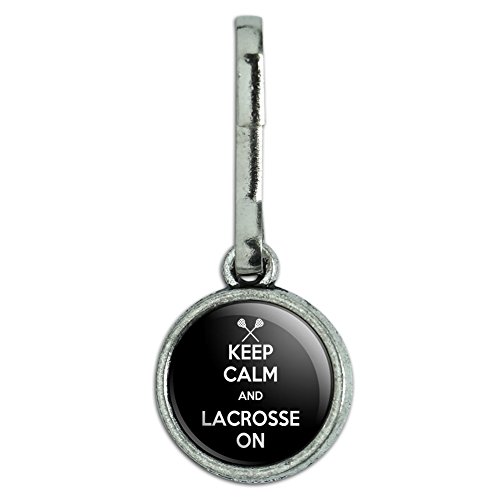 Antiqued Charm Clothes Purse Luggage Backpack Zipper Pull Keep Calm and H-O - Lacrosse On Sports - Keep Calm and
