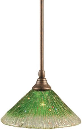 Toltec Lighting 23-BRZ-437 Stem Mini-Pendant Light Bronze Finish with Kiwi Green Crystal Glass, 10-Inch