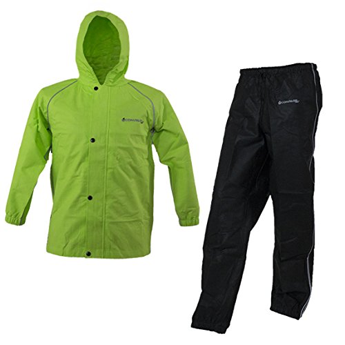 COMPASS VT13332-1054-LG Visitek T50 Youth Rain Suit, Black/HV Green, Large