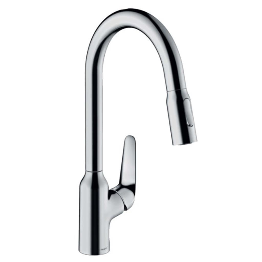 hansgrohe 71800000 M429-H220 Kitchen Tap, 360° Swivel Range, Pull-Out Spray, Chrome, Spout height 22 cm