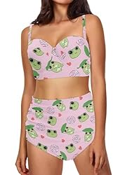 Howilath Halter Bikini Cute Cartoon Frog Swimsuits