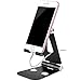 HITASION Adjustable Foldable Cell Phone Stand, Metal Aluminum Smartphone Holder Any Angle Desk Phone Stand Black