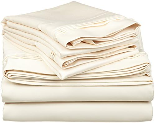 NJSR Textiles 600 Thread Count 100% Egyptian Cotton Italian Finish 1 Pc Fitted Sheet (+10 Inch) Pocket Length Queen Bed, Ivory Solid