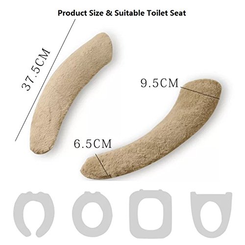 Lifechaser Sticky Toilet Seat Lid Warmer Cover Pads Washable Thick Toilet Warmer Mat for Bathroom (2 Pack, Brown) - Thumbnail 7