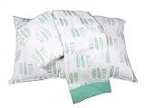 Bacati Aztec/Tribal Feathers 3 Piece Cotton Breathable Muslin Toddler Bedding Sheet Set, Mint/Navy
