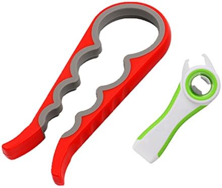 Jar OPENERS for SENIORS & ATHRITIS Hands, Lid CAN & BOTTLE Opener Set of 2, EASY Rubber Grip