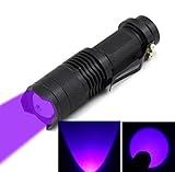 BestFire® 100 Yards Super Mini Zoomable 300 Lumens CREE Q5 Green LED 3-Mode AA/14500 Battery Adjustable Focus Zoom Tactical Flashlight Green Hunting Light Cree LED Green Coyote Hog Hunting Light Lamp Torch for Hunting Fishing (Purple Light)