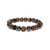 Accents Kingdom 10MM Tiger's Eye Bead 3x Power Hematite Magnetic Bracelet, 8.5