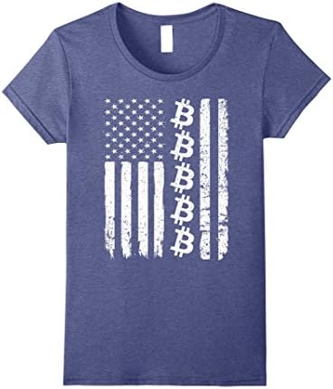 Womens Funny Bitcoin Shirt: Flag Cryptocurrency America | SA219 Medium Heather Blue