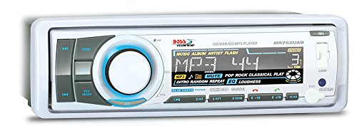 BOSS Audio Systems MR752UAB Single Din, Bluetooth, CD MP3 USB SD AM FM Weather-Proof Marine Stereo, Detachable Front Panel, Wireless Remote