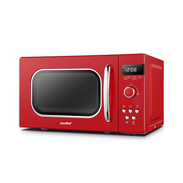 COMFEE' Retro Style 800w 20L Microwave Oven with 8 Auto Menus, 5 Cooking Power Levels, and Express Cook Button…