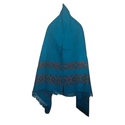 Women's Tibetan Style Shawl with Two Ethnic Stripes