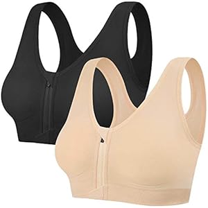 Voqeen Womens Zip Front Run Bra Sports Bra Padded Plus Size Sleep Bras High Impact Support Yoga Bralette Leisure Stretch Crop Tops Vest