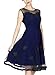 Miusol Women's Retro Floral Lace Beaded Waist Evening Party Formal Dress (Medium, Navy Blue)