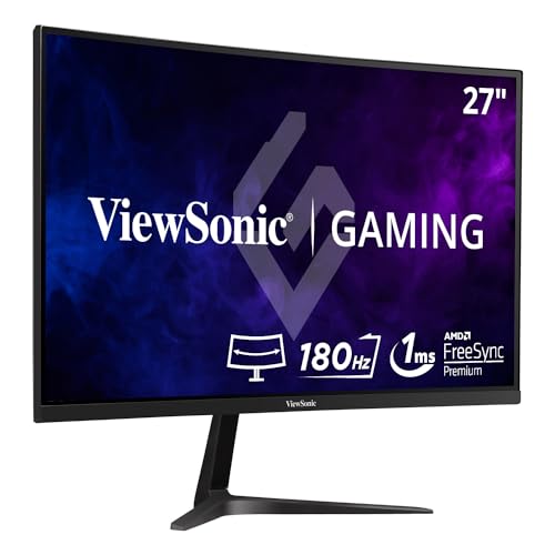 Viewsonic VX2718-2KPC-MHD 68,6 cm (27 Zoll) Curved Gaming Monitor (WQHD, Adaptive Sync, 1 ms, 165 Hz, HDMI, DP, geringer Input Lag, Lautsprecher) Schwarz - PS5/Xbox Konsole ready