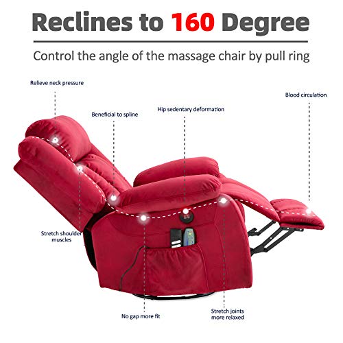 Mecor Massage Recliner Chair w/Adjustable Headrest Flannelette Rocker