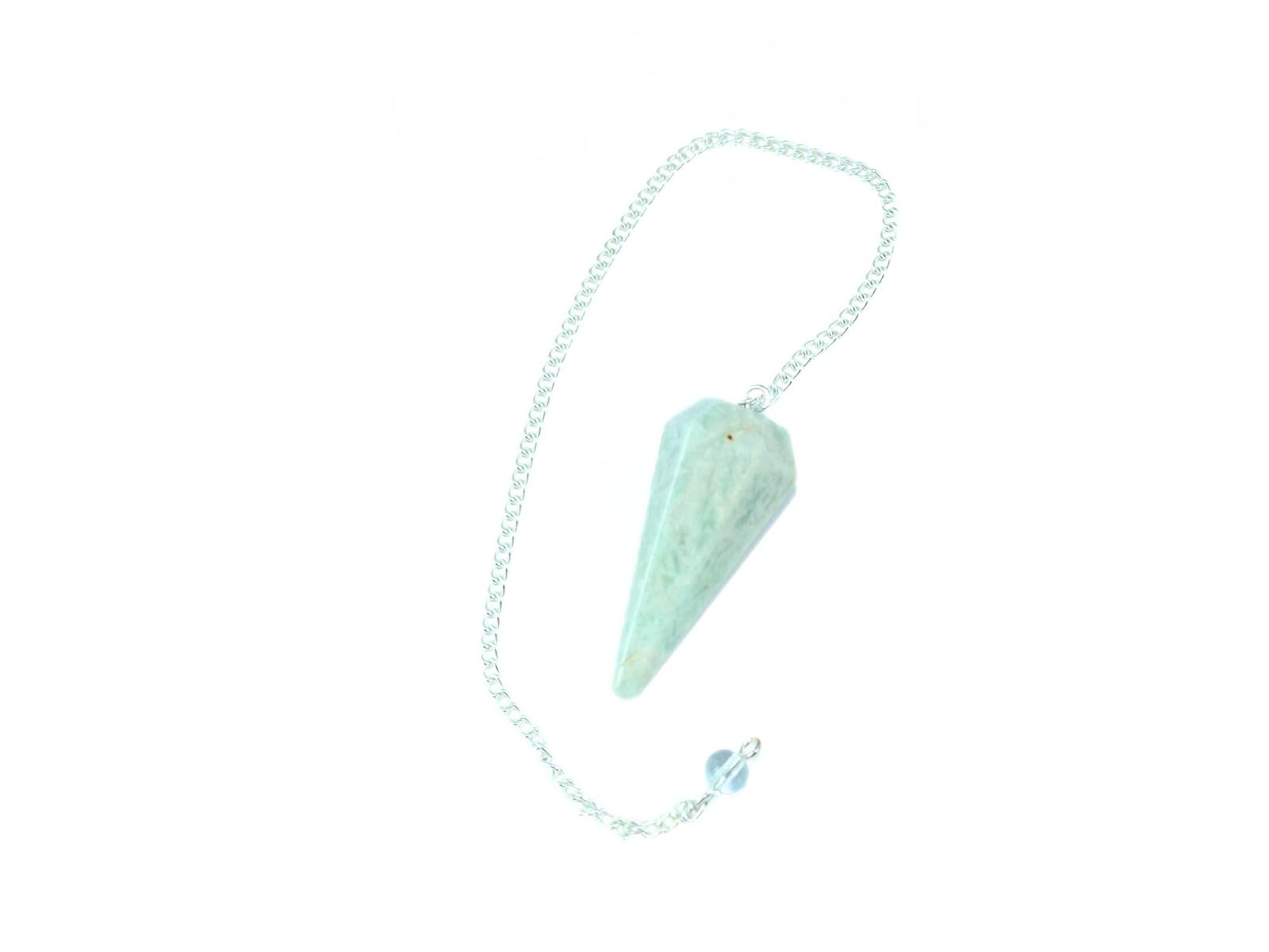 Jet International Amazonite Cone Shaped Pendulum Faceted A++ Crystal Therapy