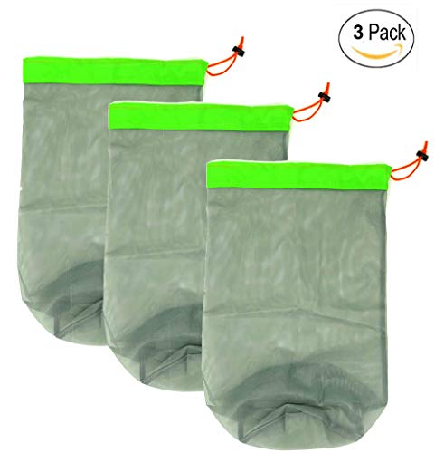 Alemon Ultralight Nylon Mesh Bags Sleeping Bag Ditty Sacks | Drawstring Storage Bag for Travelling Hiking, Set of 3| Large 16 by12 Inch