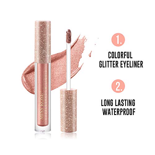 Coosa 6 Colors Glitter Liquid Eyeliner Metallic Shimmer Eyeliners Waterproof Lasting Sparkling Colorful Eyeliner Eye Shadow