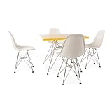 Eames Style Kids Square Yellow Table & 4 Kids DSR Chairs - Yellow