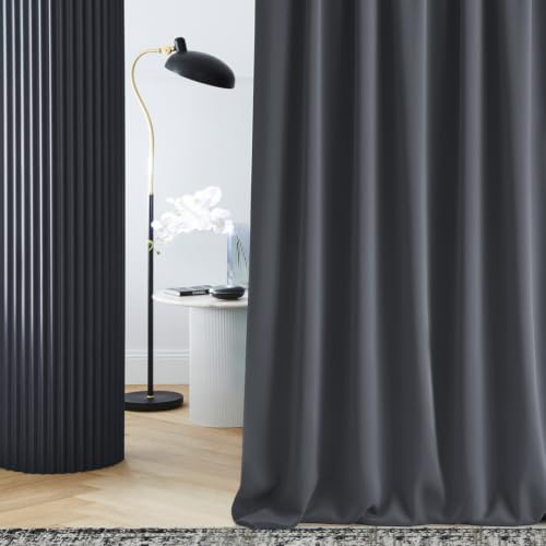 ROOM99 Rideau avec œillets Laurel 140 x 250 cm Gris foncé, 1 pièce