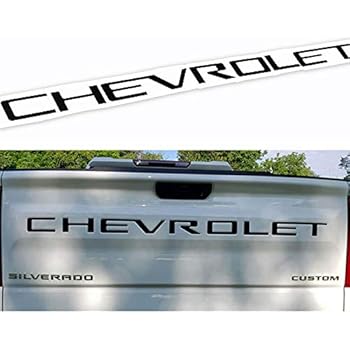 Guzetop Tailgate Insert Letters 3D Raised Tailgate Decal Letters fit for 2019 Chevy Silverado Chevrolet Emblem (Matte Black)