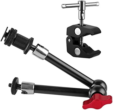 pangshi 11inch Adjustable Articulating Friction Magic Arm & Large Super Clamp for DSLR Camera Rig, LED Lights, Flash Light, LCD Monitor