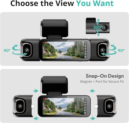 Botslab 3K 4 Channel Dash Cam,560°All-Sides View,Front and Rear Inside Car Camera with 3.18”Touch Screen,Dash Camera 24/7 Parking Mode,Built-in GPS 5.8G WiFi Night Vision Voice Control,Free 128GB Card